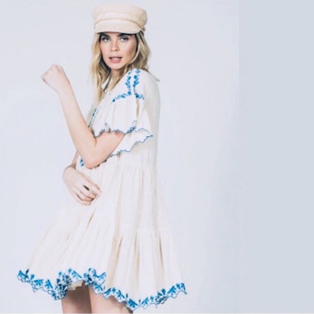 FREE PEOPLE Santiago Embroidered MiniDress Ivory XS - Picture 12 of 13